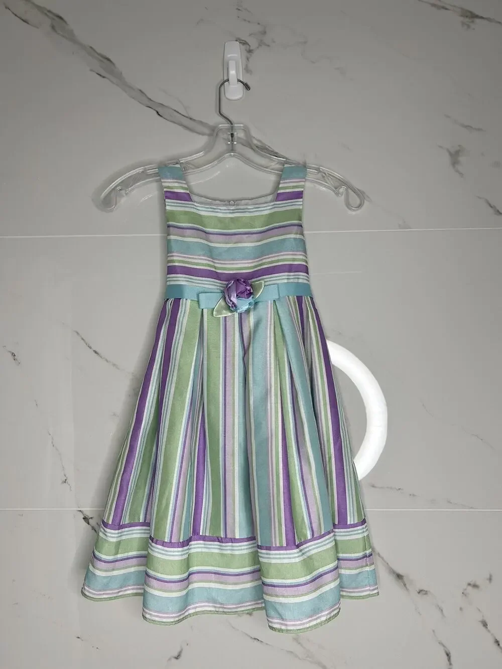 Sweet Heart Rose Girls Sz 5 Spring Summer Flower Girl Dress Easter Pastel EUC